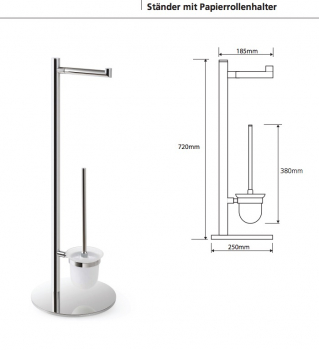 Freistehender Papierrollenhalter mit WC-Bürstengarnitur Chrome